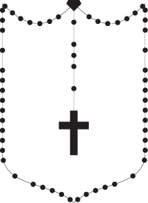 Image of Rosary, configured in shape of shield